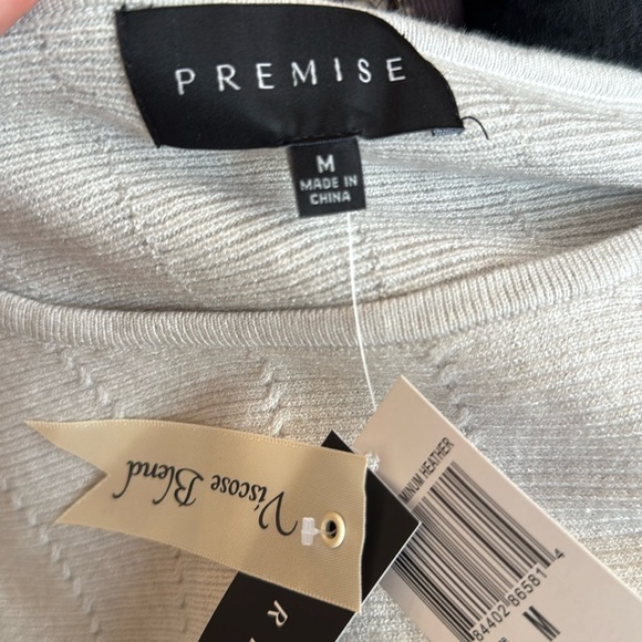 PREMISE Womens Size M Aluminum Heather Textured Knit Sweater Top Side Slit Cozy - Picture 11 of 12